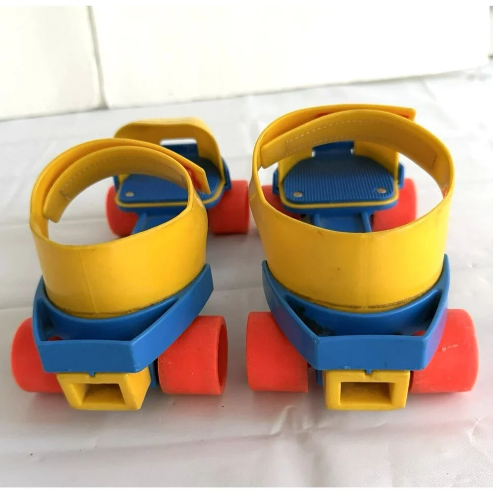 Vtg 80s Fisher Price 1-2-3 Grow With Me Roller Skates Adjustable Kids Yellow